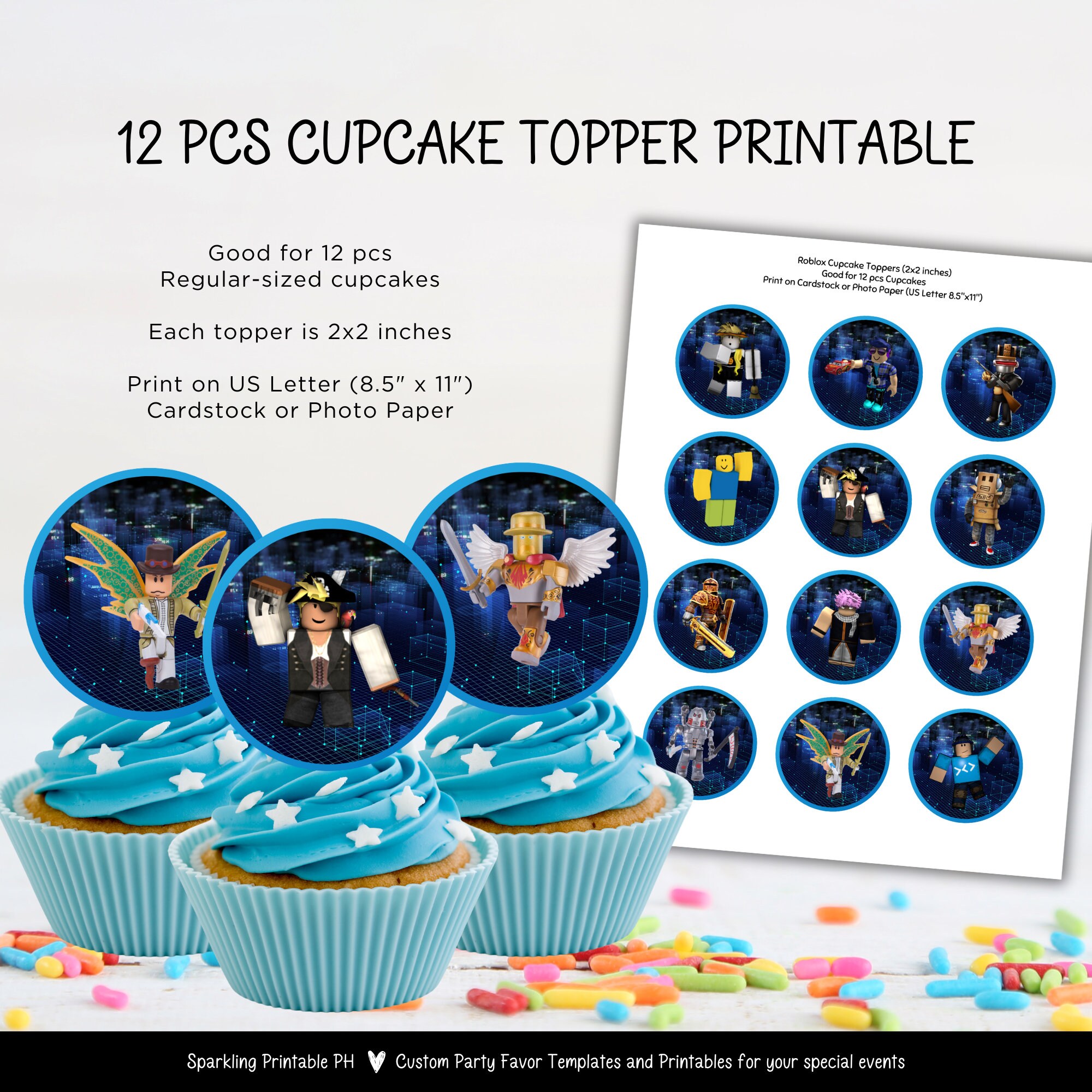Roblox Cupcake Topper Printable, Roblox Cupcake Toppers, Roblox Cupcake Toppers for Boys, Roblox ...