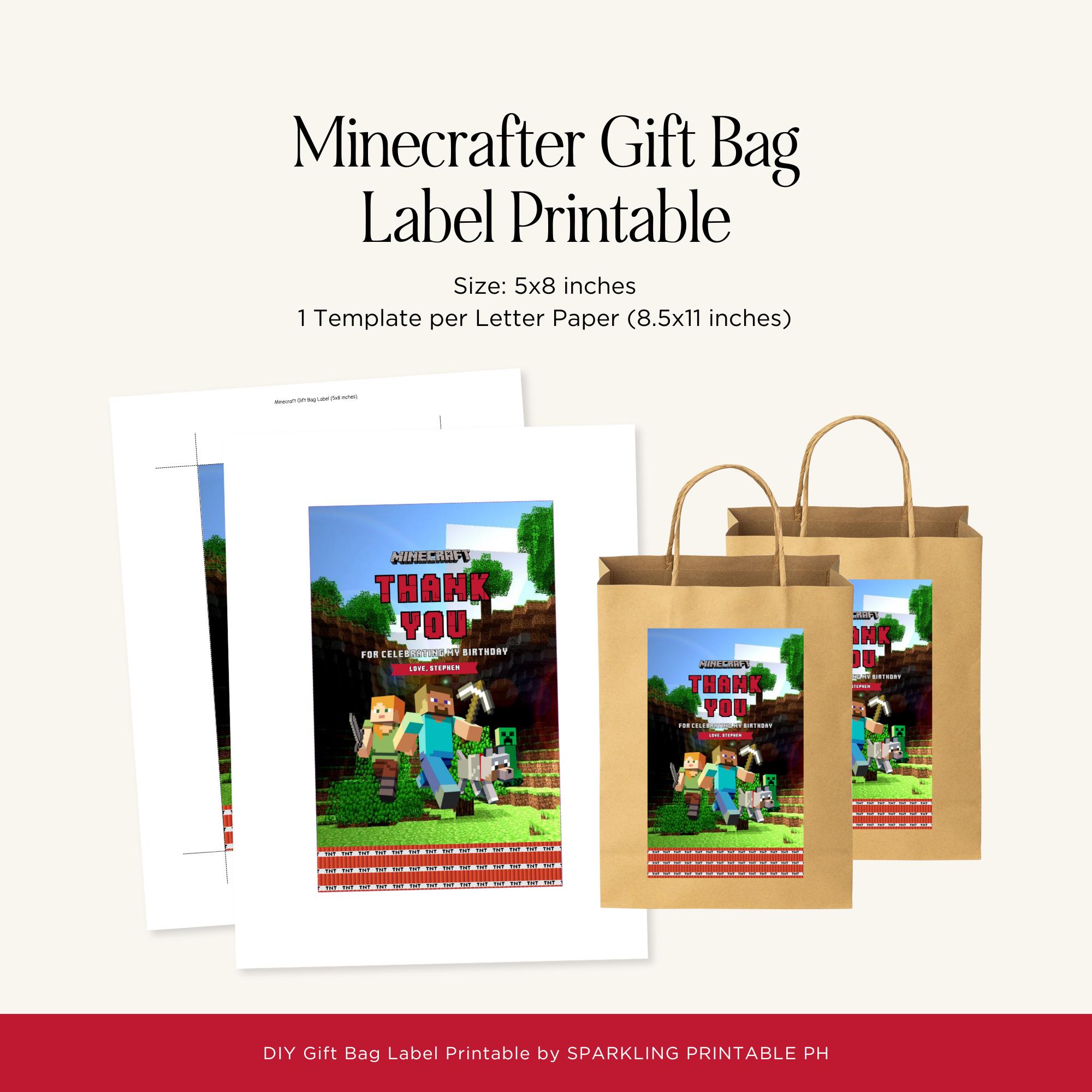 Minecrafter Gift Bag Label Printable