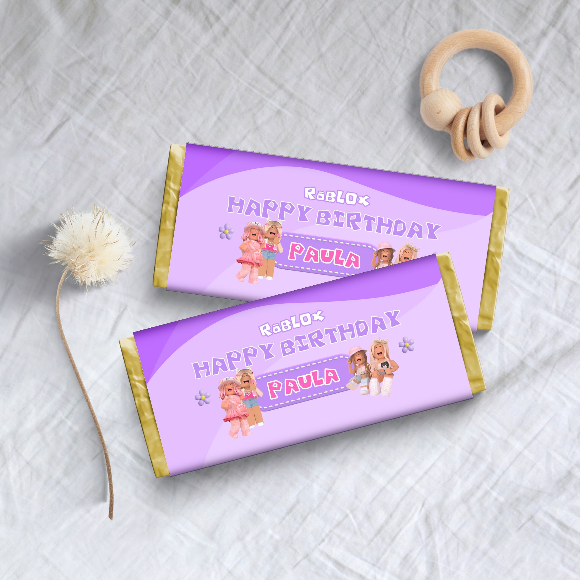 Roblox Girls Party Chocolate Wrapper Printable, Roblox Girl Chocolate Bar Wrapper, Roblox Candy ...