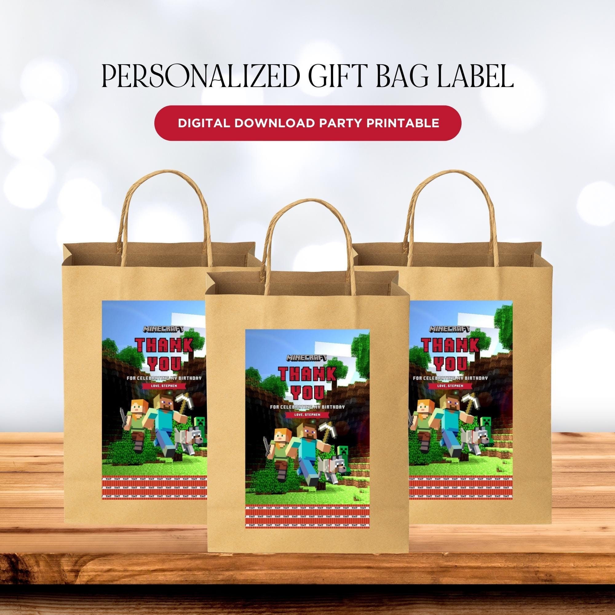 Minecrafter Gift Bag Label Printable