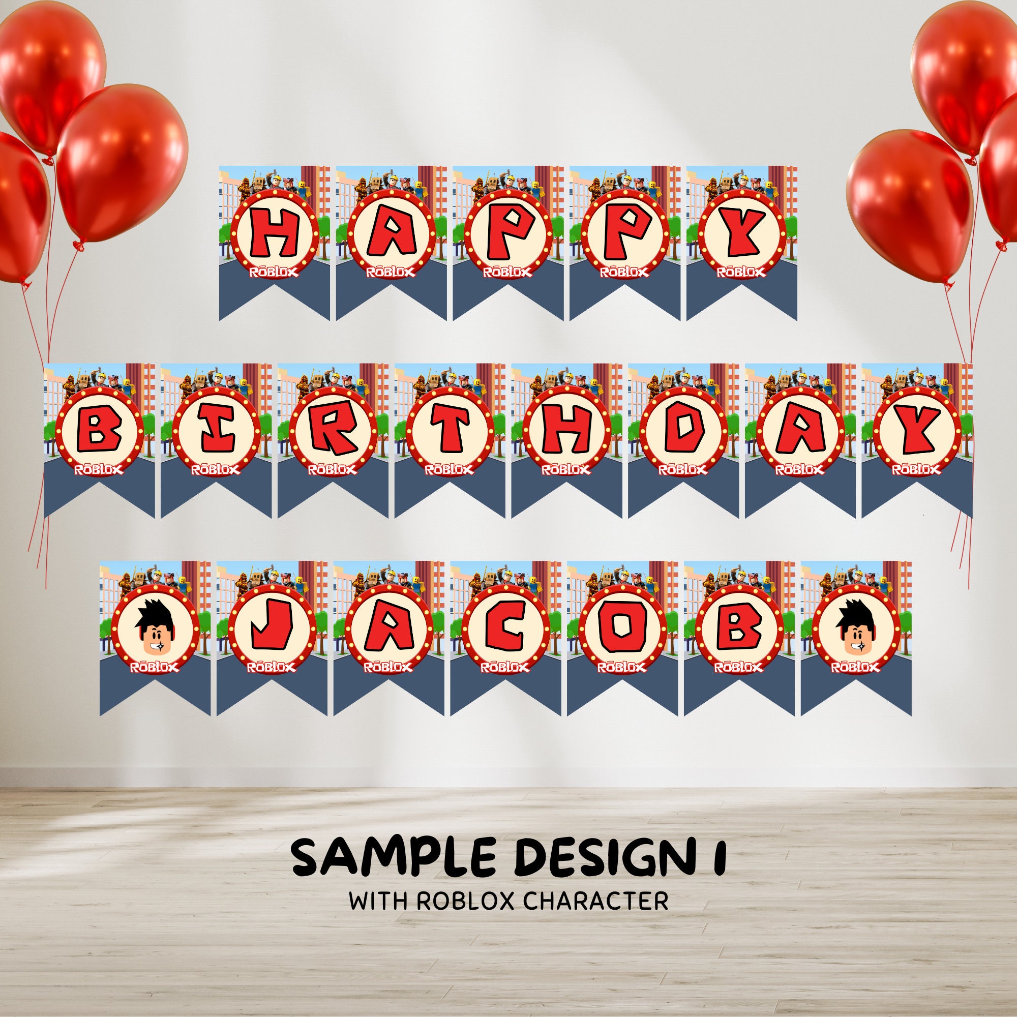 Roblox Birthday Banner Printable, Free Customize, Printable Roblox ...
