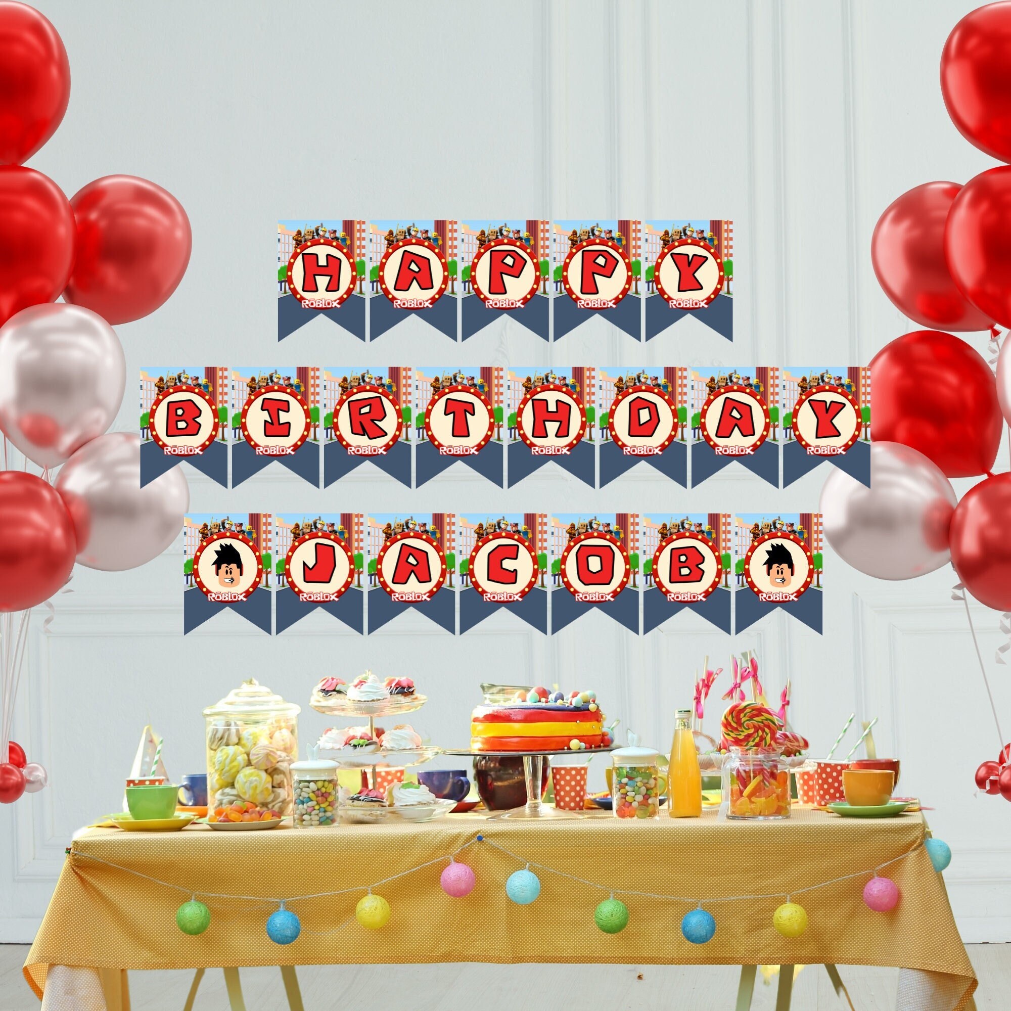 Roblox Birthday Banner Printable, Free Customize, Printable Roblox ...