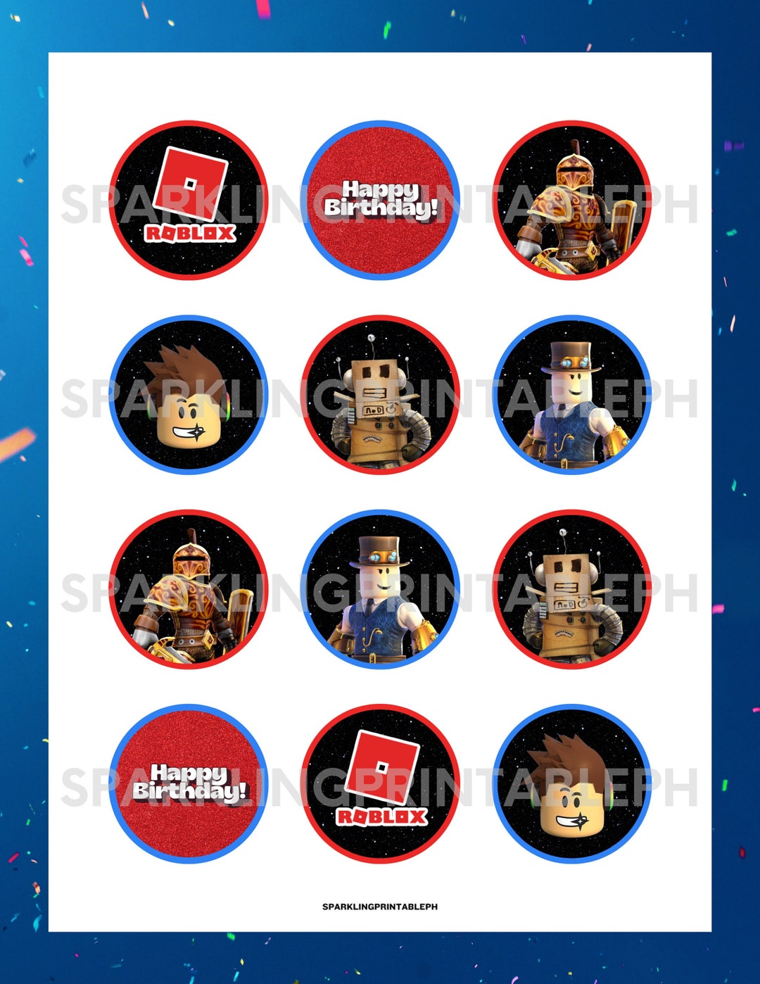 INSTANT DOWNLOAD Roblox Cupcake Toppers Printable Digital - Etsy