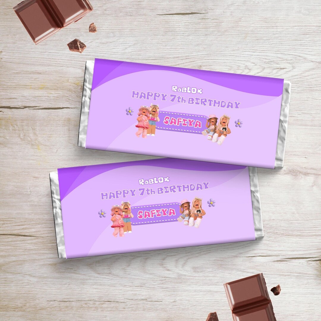 Roblox Girls Party Chocolate Wrapper Printable, Roblox Girl Chocolate Bar Wrapper, Roblox Candy ...