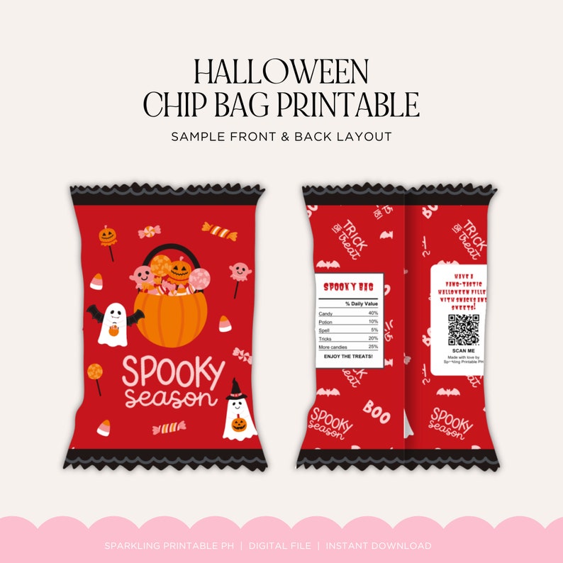 Spooky Halloween Chip Bag Printable Halloween Chip Bags Template Spooky Halloween Chip Bag Printable Halloween Chip Bags Template