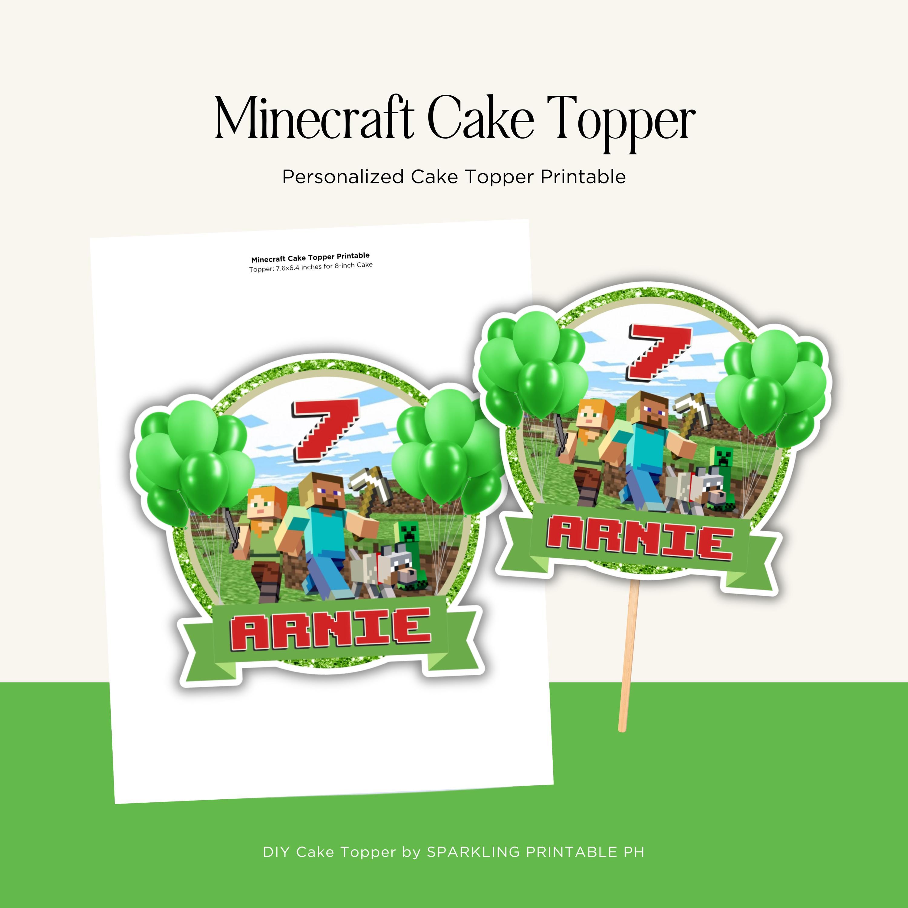 Personalized Minecraft Cake Topper Printable