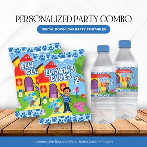 Blues Clues Party Combo, Digital Party Kit, Blues Clues Chip Bag, Blues Clues Water Bottle Label, Free Customize, Digital Download