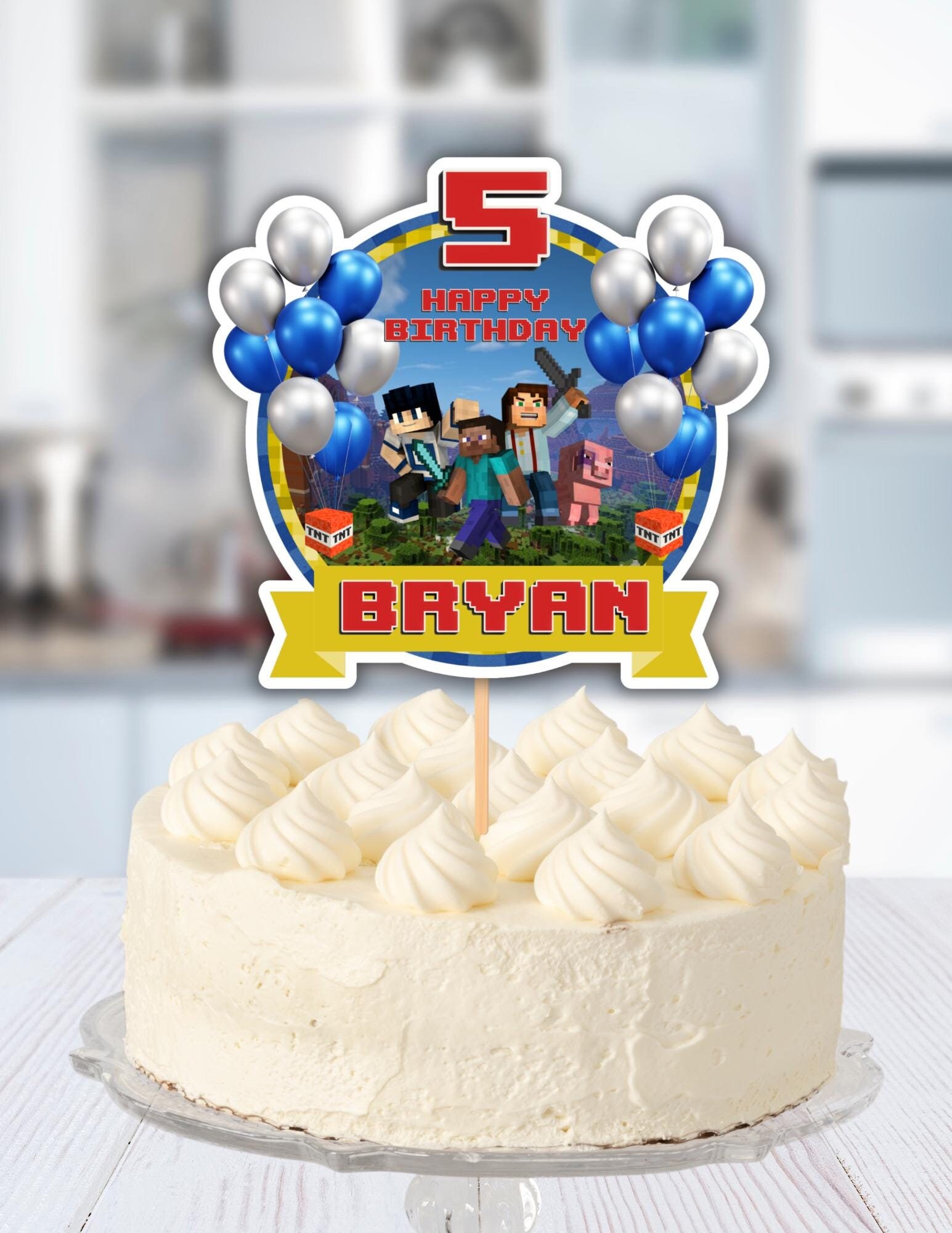 Minecraft Cake Topper Printable with Free Customization