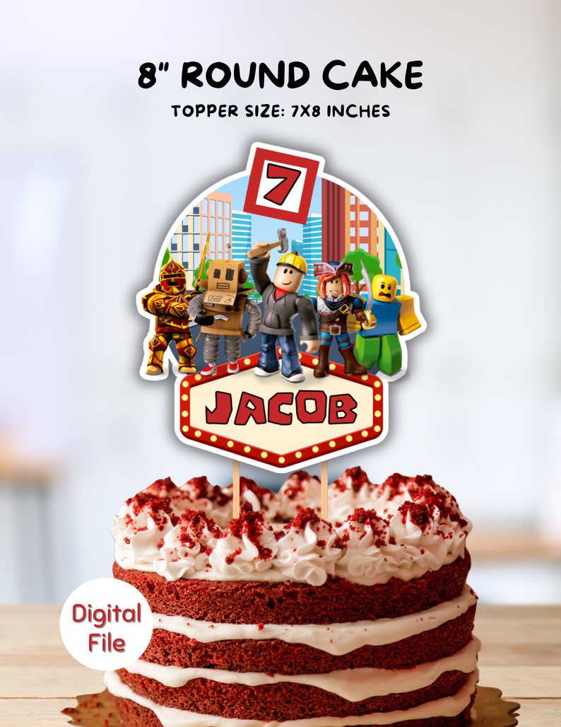 Roblox Cake Topper for Boys Printable With Free 12 Pcs Roblox Cupcake ...