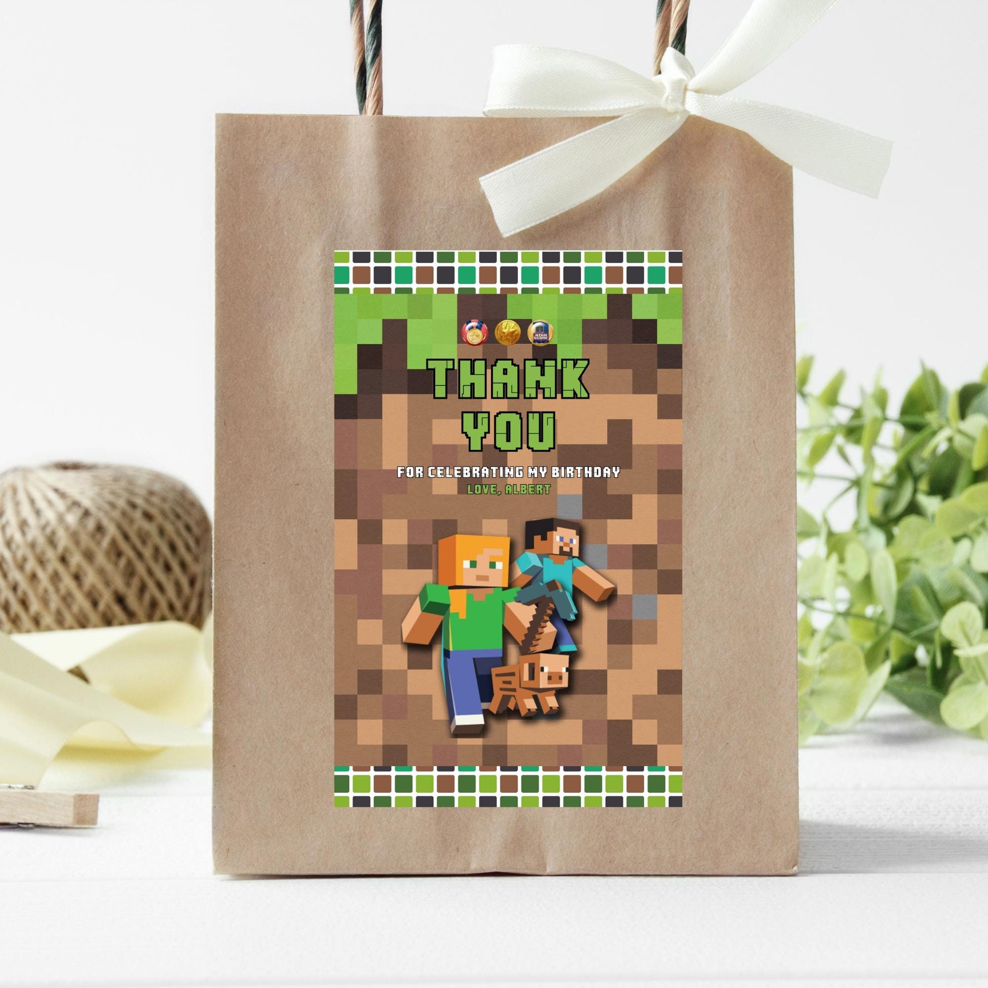Minecraft Inspired Printable Favor Bag Labels Minecraft Inspired Printable Favor Bag Labels