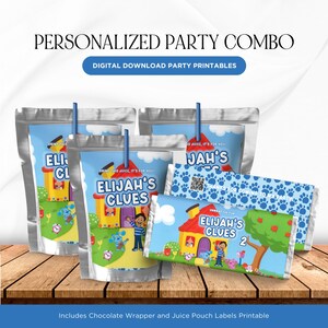 Blues Clues Party Combo, Digital Party Kit, Blues Clues Chocolate Wrapper, Blues Clues Juice Pouch Labels, Free Customize, Digital Download