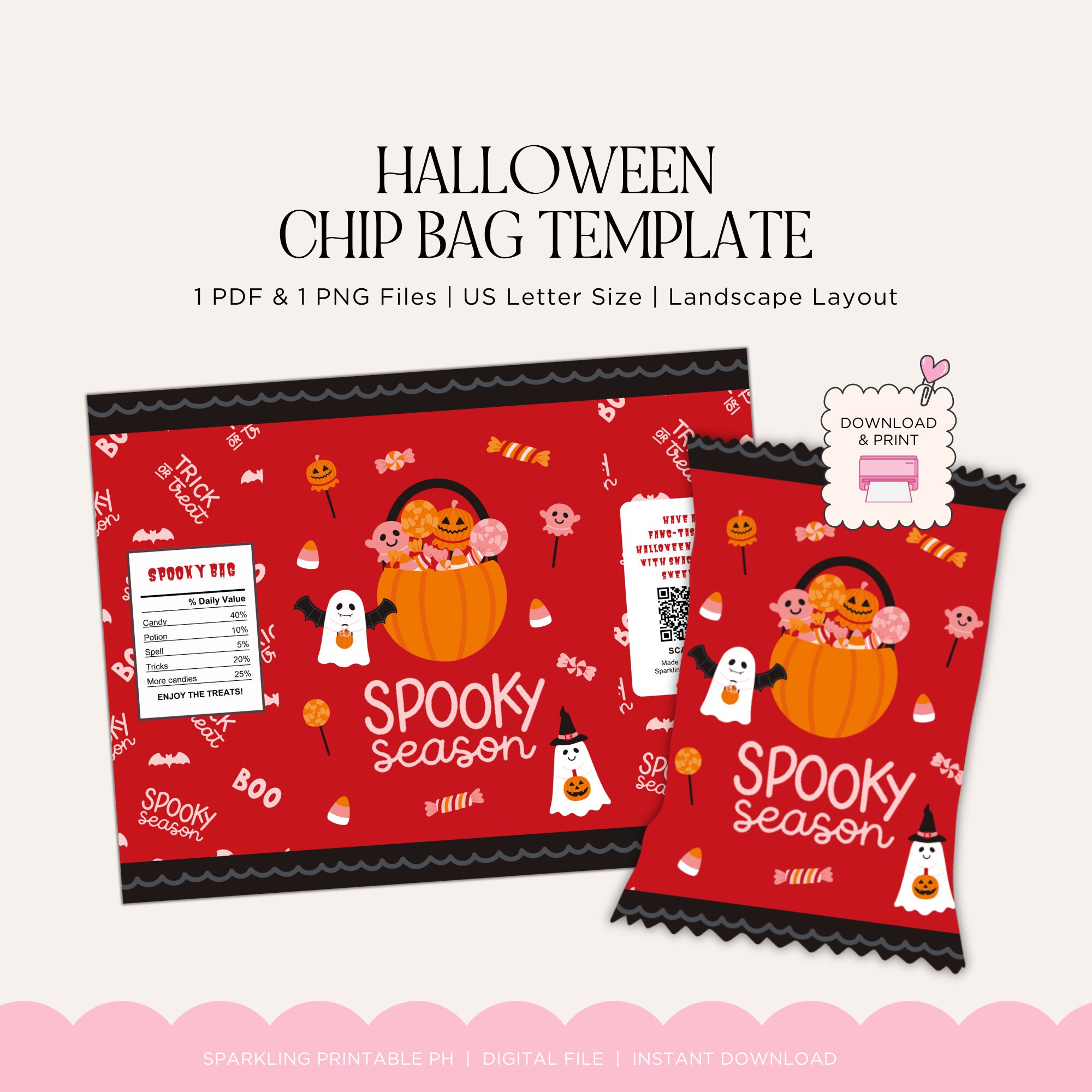 Spooky Halloween Chip Bag Printable Halloween Chip Bags Template Spooky Halloween Chip Bag Printable Halloween Chip Bags Template