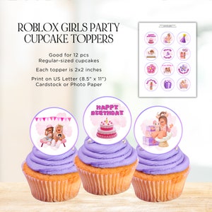 Roblox Girls Party Cupcake Toppers Printable, Roblox Girls Cupcake ...