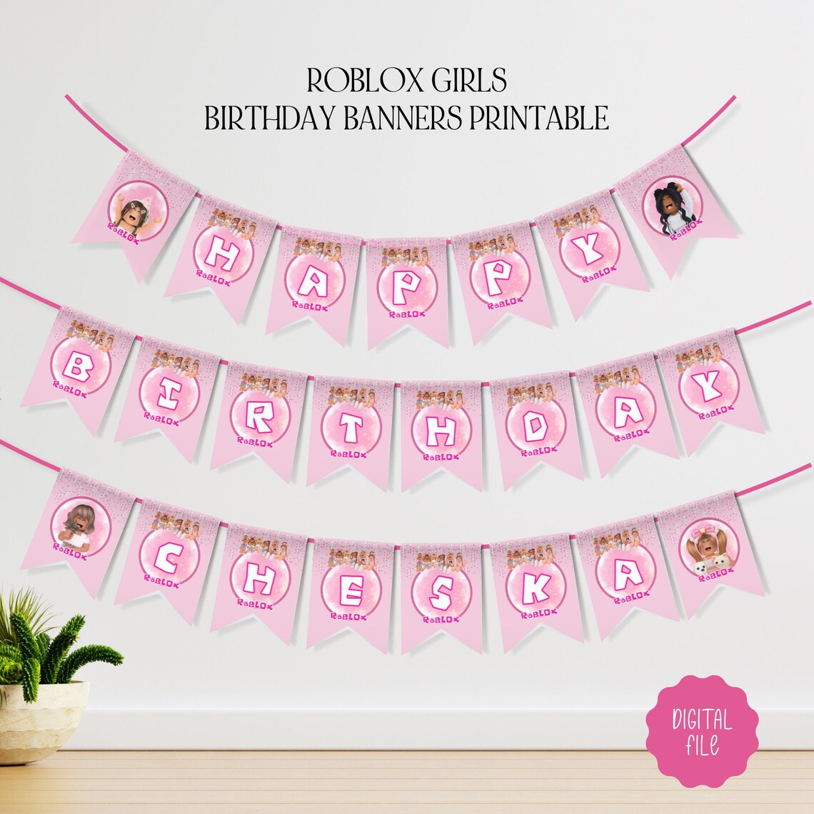 Roblox Girl Happy Birthday Banner Printable, Free Customize, Roblox ...