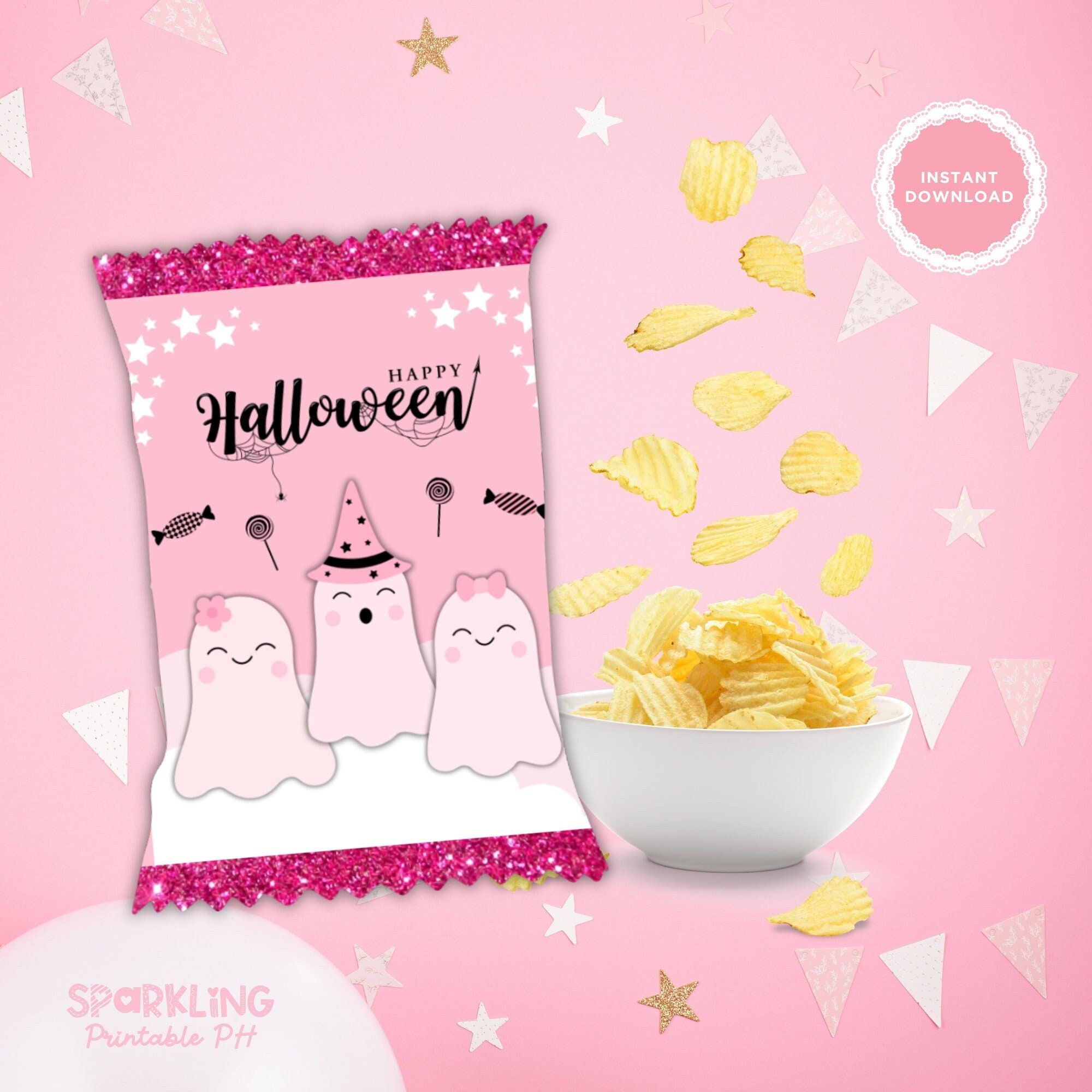 Pink Halloween Chip Bag Printable Halloween Chip Bags Template Pink Halloween Chip Bag Printable Halloween Chip Bags Template
