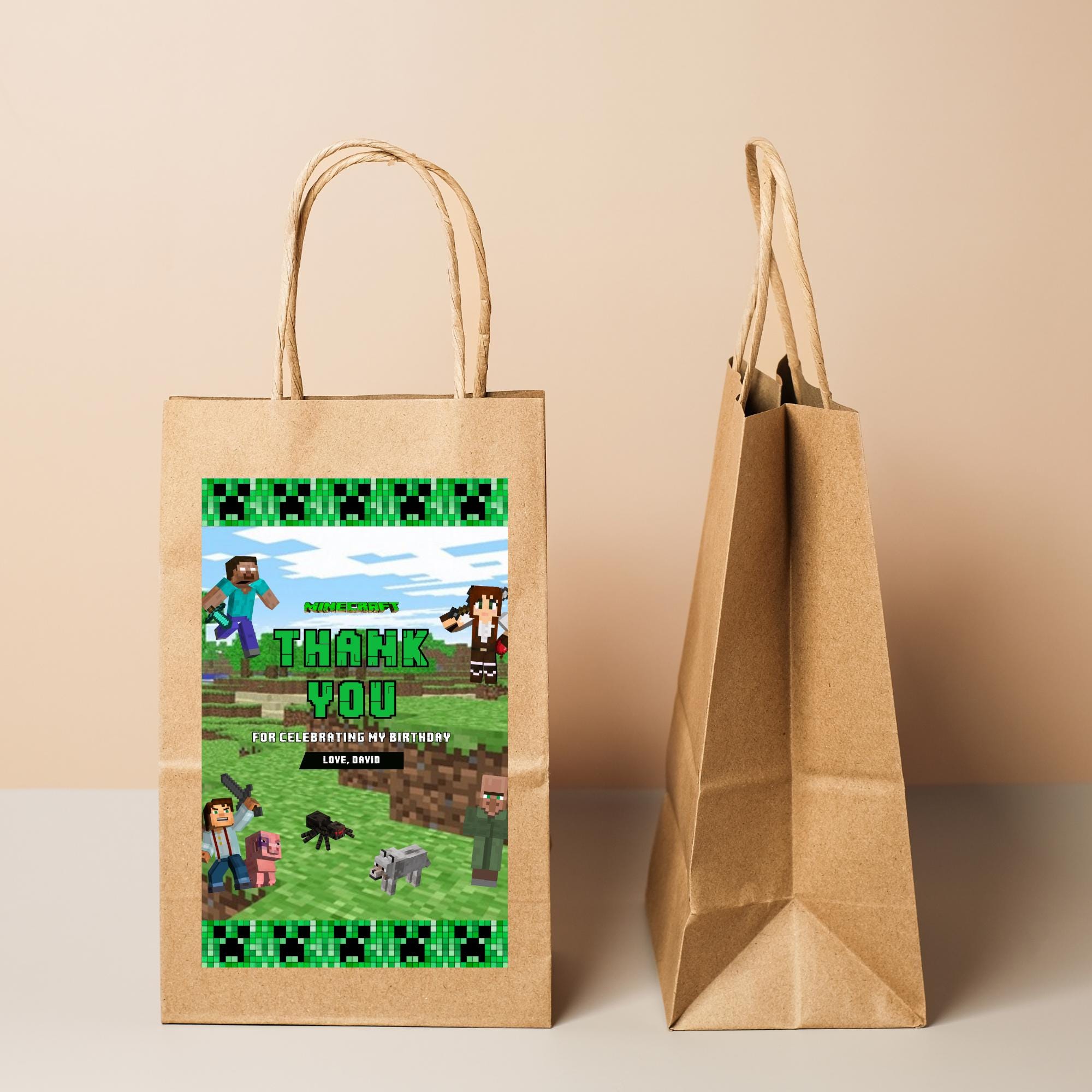 Minecrafter Gift Bag Label Printable (Repeat)