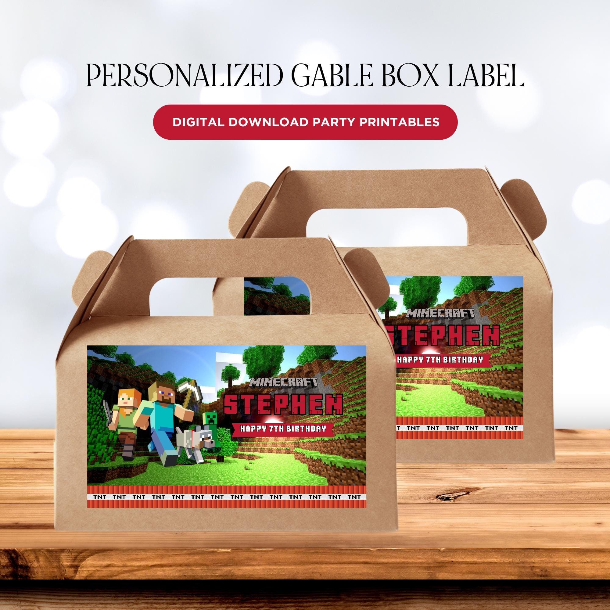 Minecraft Party Box Label