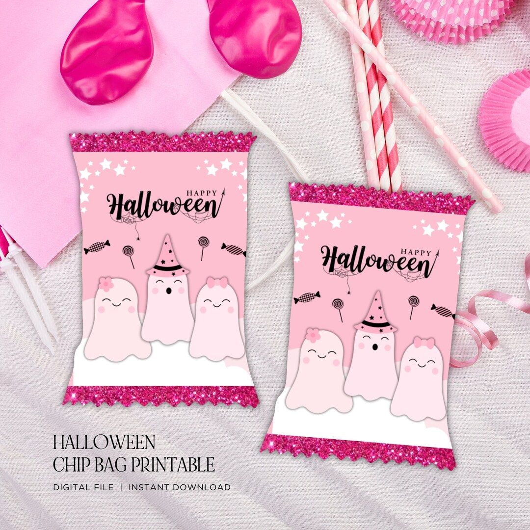 Pink Halloween Chip Bag Printable Halloween Chip Bags Template Pink Halloween Chip Bag Printable Halloween Chip Bags Template