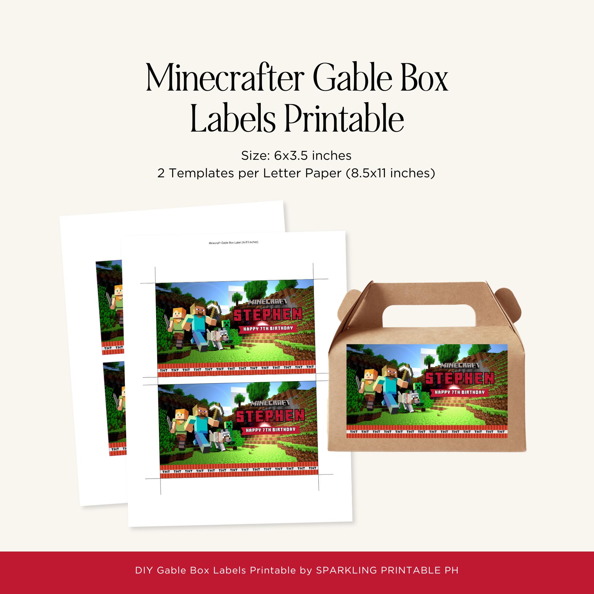 Minecraft Party Box Label