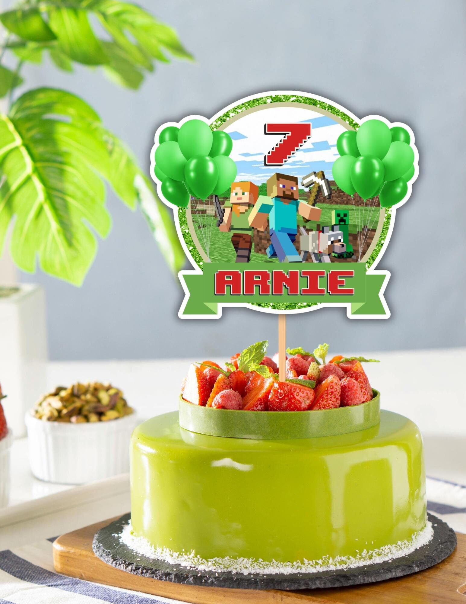 Personalized Minecraft Cake Topper Printable