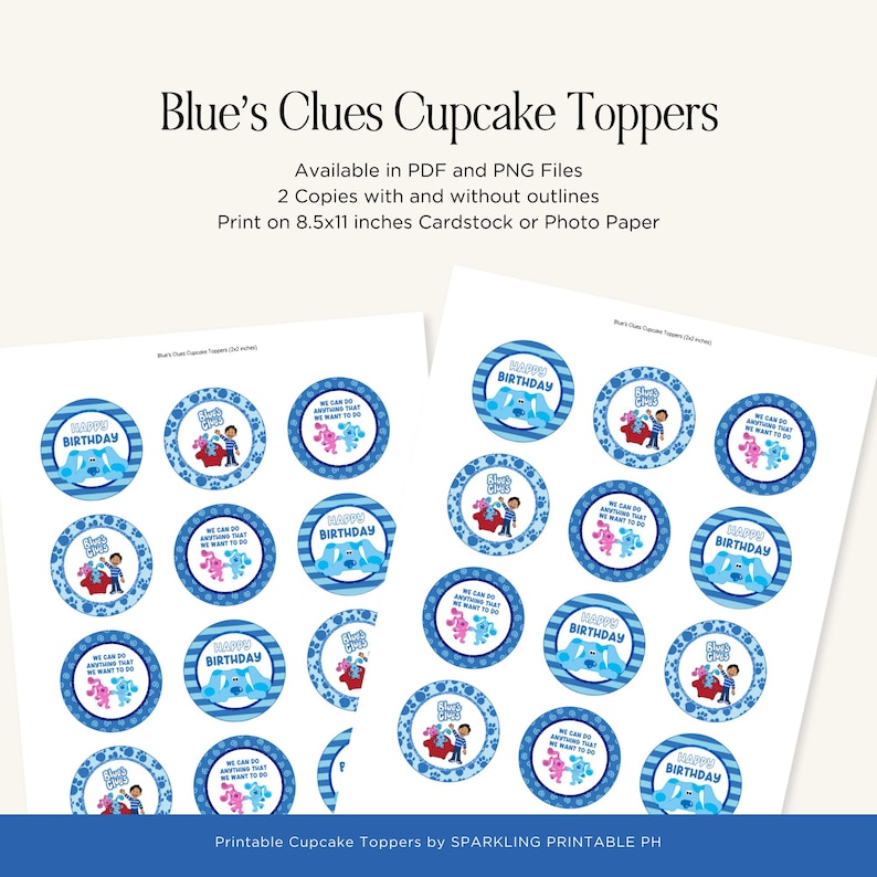 Blues Clues Cupcake Topper Printable, Blues Clues Cupcake Toppers, Blue ...