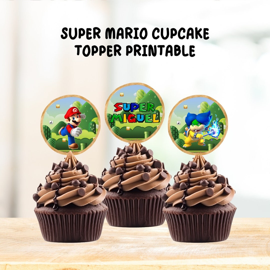 Super Mario Cupcake Topper Printable, DIY Cupcake Toppers, Super Mario ...