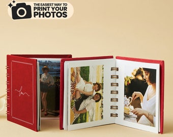 PHOTOS INCLUDED! Mini Photo Album with 40 Photos as Gift for Her. Pocket Size Photo Album. Quality Photo Printed Anniversary Gift for Love.