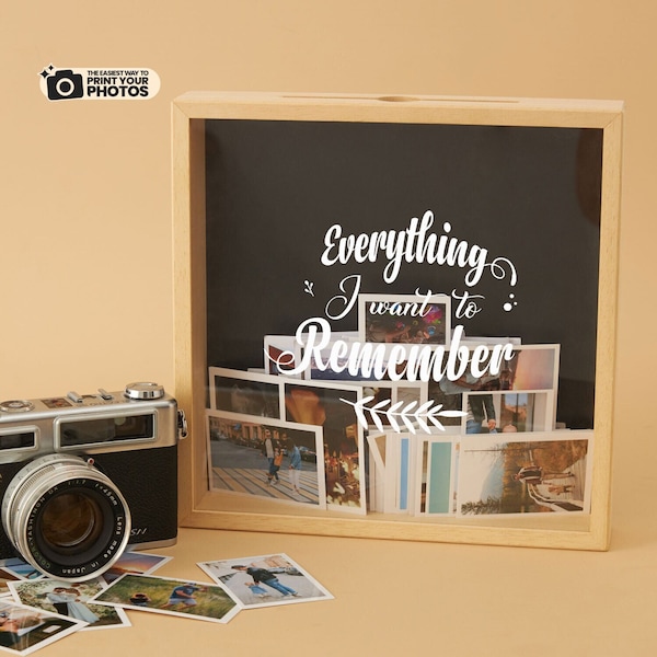 105 Photos of your Memories! Wooden Photo Display Box with High Quality Printed Photos. Photo Collection Box as Anniversary Gift for Her