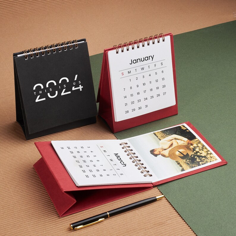 2024 Photo Custom Calendar Photo Personalized Desk Calendar Etsy