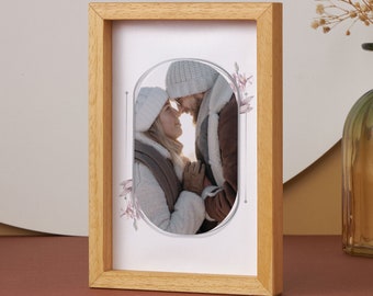 Cadre photo en bois personnalisé avec motif floral aquarelle personnalisé, cadre de bureau, cadre photo personnalisé, cadre photo personnalisé, cadeau pour les amoureux