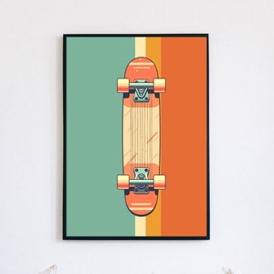 Minimalist Skateboard Poster | Modern Wall Art | Skateboarding Decoration | Contemporary Skateboard Art | Urban Sports Illustration