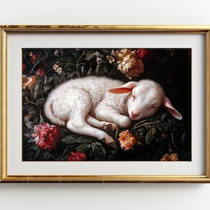 Little Lamb Printable, Sleeping Lamb, Cute Lamb Painting, Gifts for Mom, Gifts for Her, Holiday Gifts, Instant Gifts, Sweet Little Lamb