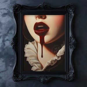 Vampiress PRINTABLE Poster Art, Gothic Art, Blood Sucker, Gothic Aesthetic, Dracula Lover Gift, Vampiress Carmilla, Victorian Vampire Art