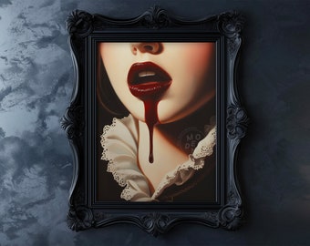 Vampiress PRINTABLE Poster Art, Gothic Art, Blood Sucker, Gothic Aesthetic, Dracula Lover Gift, Vampiress Carmilla, Victorian Vampire Art