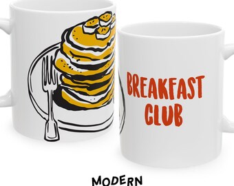 Tazza per pancake "Breakfast Club", regalo per gli amanti della colazione, tazza in ceramica da 11 e 15 once, tazza da caffè per il brunch, regalo per gli amanti dei pancake, tazza da caffè "Breakfast Club"