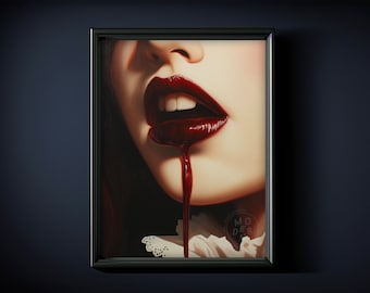 PRINTABLE Vampiress Art, Gothic Art, Victorian Art, Vampire Art, Dark Academia, Gothic Aesthetic, Dracula Lover Gift, Carmilla, Lestat