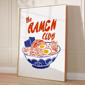 Ramen Club Poster Art, Digital Download Ramen Poster, Kitchen Wall Art, Trendy Art Poster, Home Decor, Ramen Lover, Nom Nom Nom, Ramen Gifts