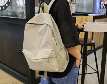 Minimalist Women Backpack Solid Color Bookbags | Large Black Cute Nylon Backpack, Plain Backpack, Cute Bag, Flower Back Pack