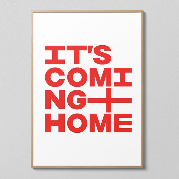 It's Coming Home Poster Print | Digital Download | England Euro 2024 | Bellingham, Kane, Foden, Saka  | Three Lions | Football's Coming Home
