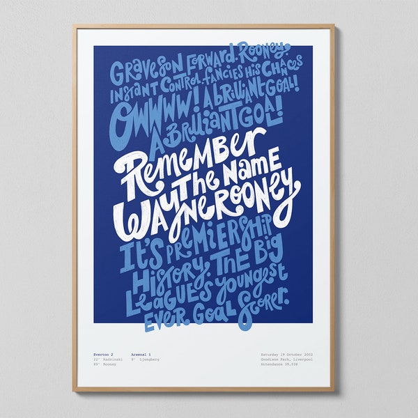 Everton FC Print | Wayne Rooney print | Football Print | Gift for Everton Fan | Premier League Print | Digital Download