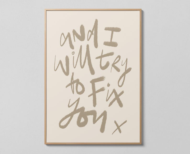Coldplay and I Will Try to Fix You Print Lyrics Print Handdrawn
