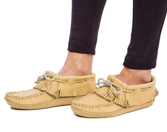 Fringed Moccasins Mooshide - Hiawatha - Handmade in Canada