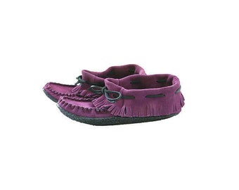 Suede Moccasins Purple - Indian Design - Handmade in Canada