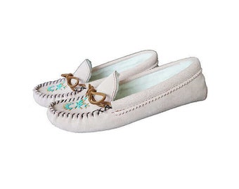 Suede Moccasins Light Pink - Hiawatha - Handmade in Canada