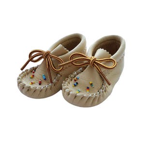 Kids Beaded Moccasins - Baby Toddler Mooshide Slippers Handmade Native American Children Shoes