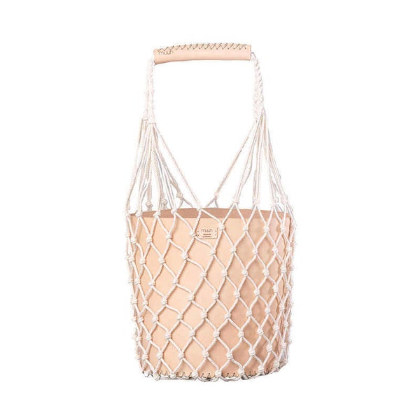 Vegan Handbag Ecru - Set Net Bag with Vegan Leather Pouch