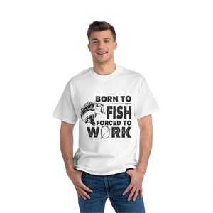 Born To Fish Forced To Work Men&#39;s T-shirt |  Father&#39;s Day gift,  Fishing T-Shirt for dad, husband, daddy, grandpa, Gift For Dad