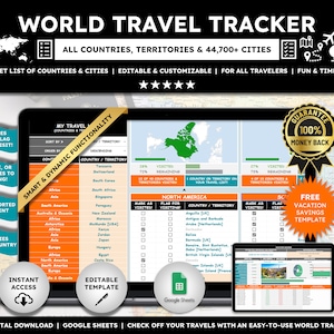 Digital Travel Tracker World Travel Checklist Travel Bucket List World Travel Map World Countries Visited List of Countries Scratch Off Map