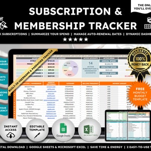 Subscription Tracker Excel Subscription Tracker Google Sheets Subscription Tracker Spreadsheet Simple Subscription Tracker Template Excel