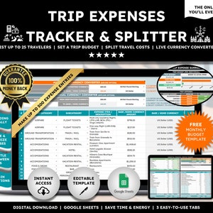 Travel Expense Tracker Google Sheets Travel Budget Planner Travel Budget Template Travel Expense Planner Trip Expense Tracker Vacation Costs